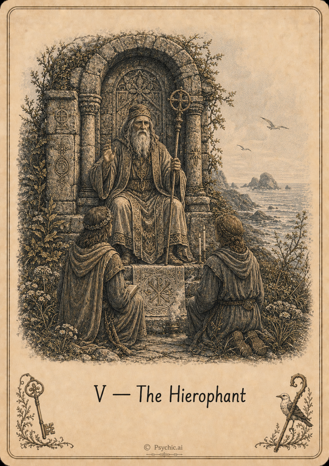 The Hierophant tarot card illustration